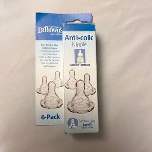 Dr. Brown's Natural Flow Anti-Colic Silicone Nipples Narrow Level 2 3m+ 6-Pack